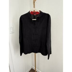 Eastern Serenity Black 100% Linen‎ Womens Button Size Medium